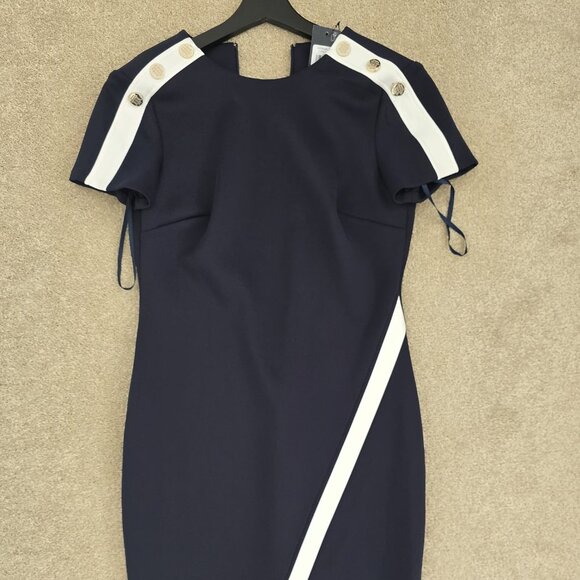 Tommy Hilfiger Navy Sheath Dress – Sleek Contrast Detail - Picture 3 of 3